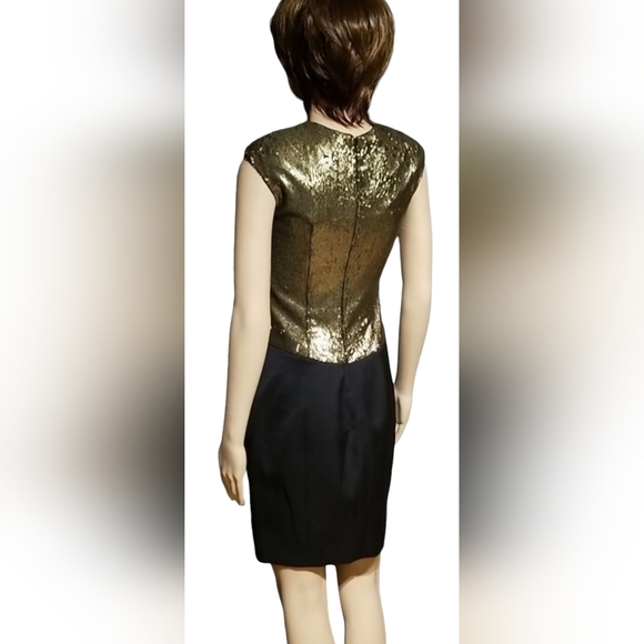 Ted Baker Gold-sequined Fitted Little Black Dress / Sz XS - Picture 9 of 17
